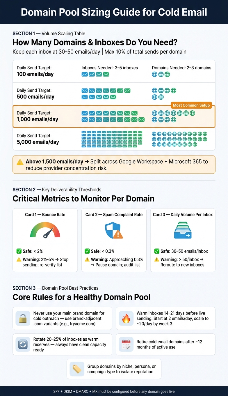 Domain Pool Sizing Guide: Inboxes & Domains by Daily Send Volume