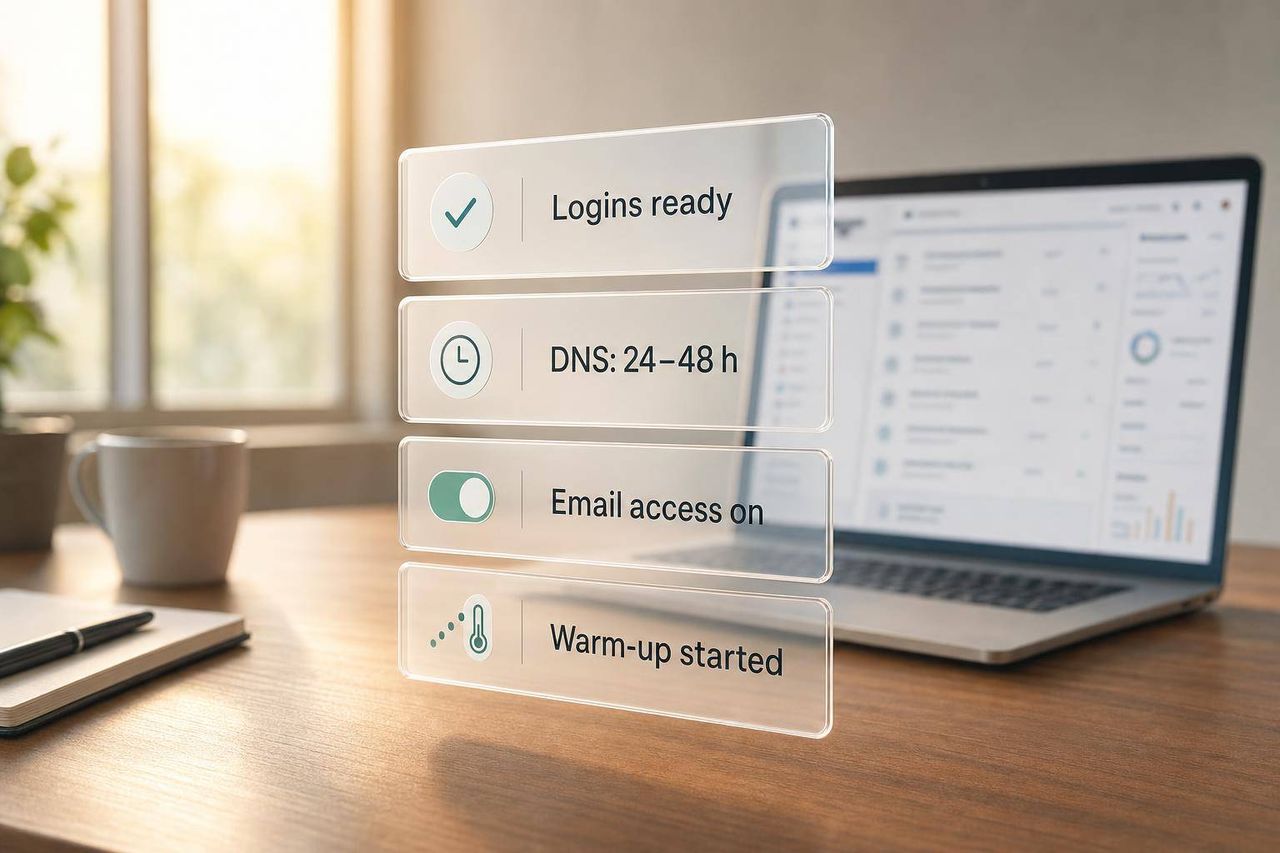 IceMail mailbox setup interface connected with Instantly.ai integration dashboard